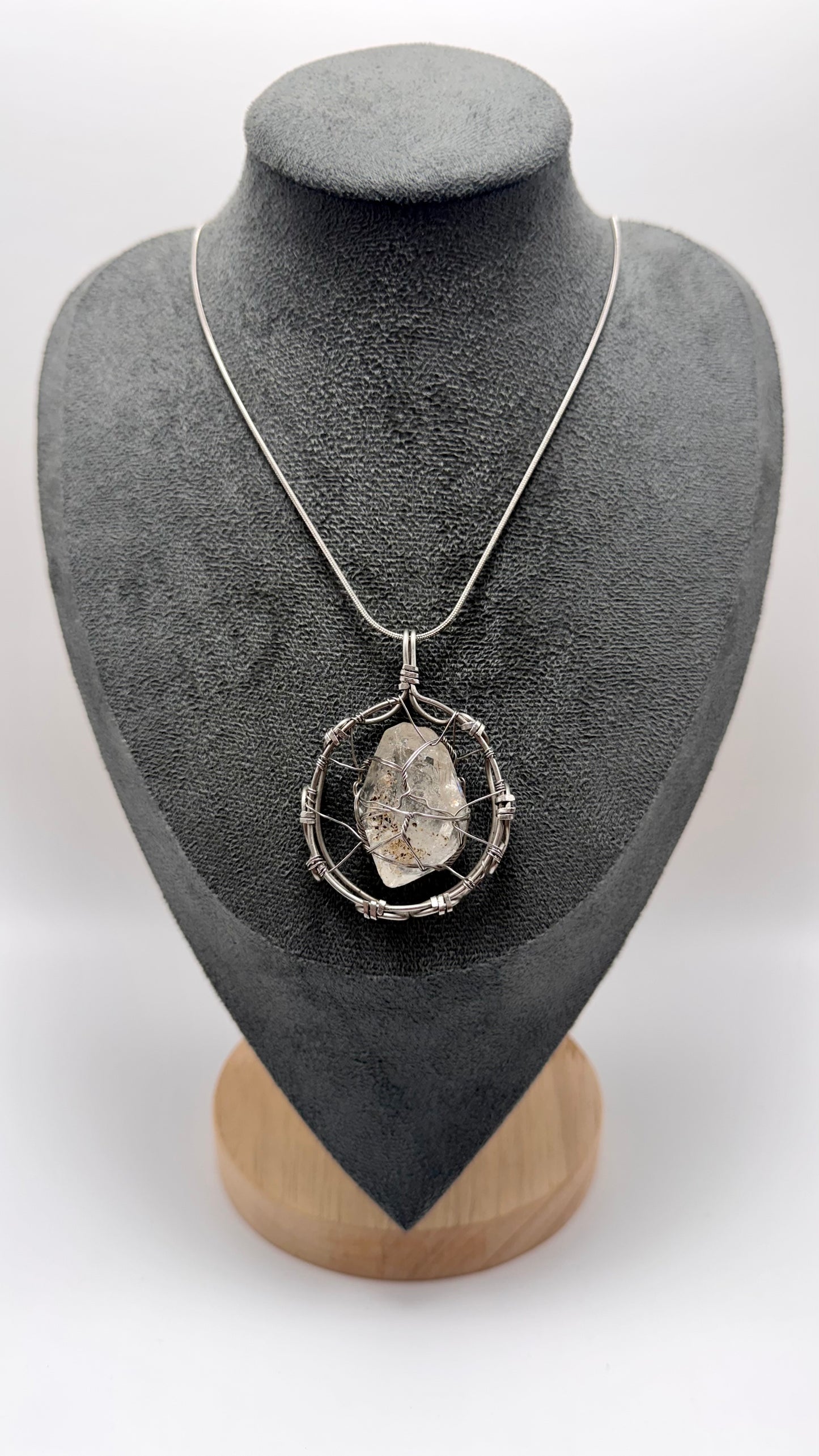 Colgante de Cuarzo Diamante Herkimer en acero inoxidable