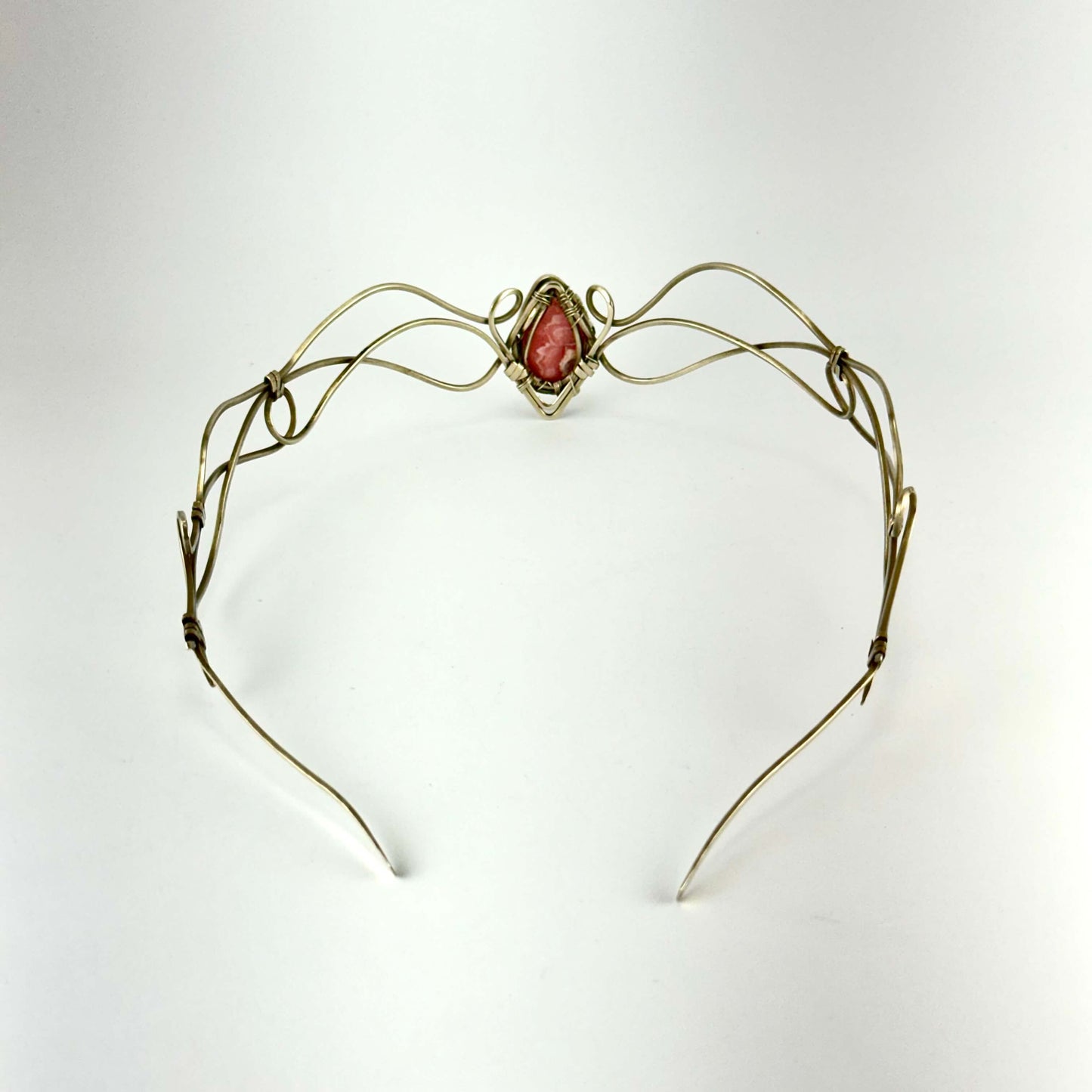 Tiara/Corona de rodocrosita en alpaca