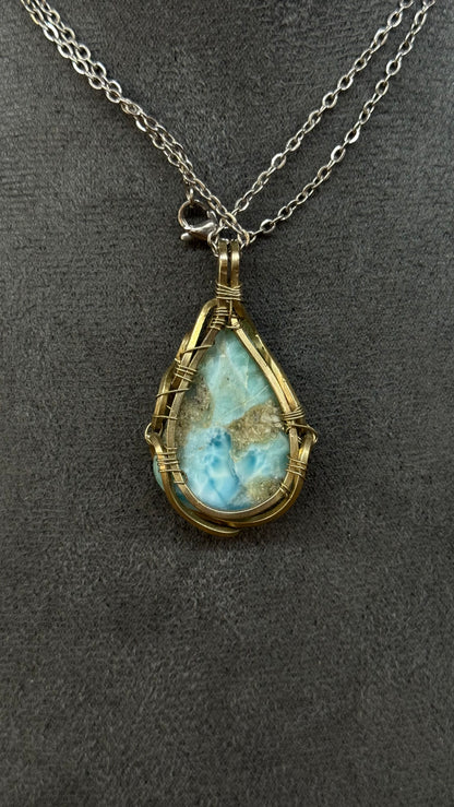 Larimar 水滴形吊坠