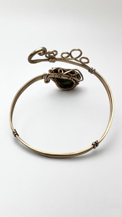 Bracelete de braço de crisocola em alpaca