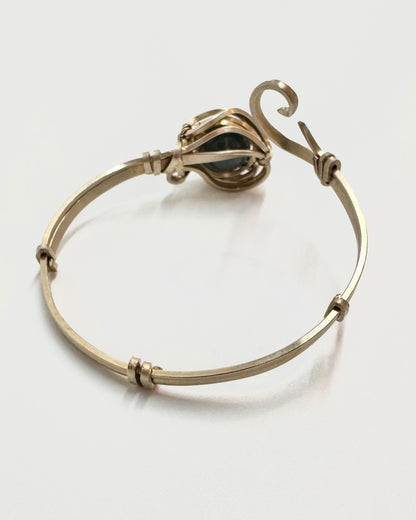 Blaues Kugel-Jadeitarmband in Alpaka