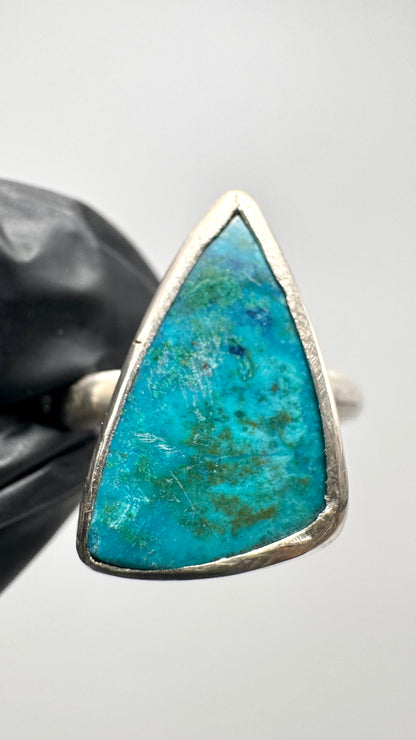 Chrysokoll aus Sonora. 950er Silberring
