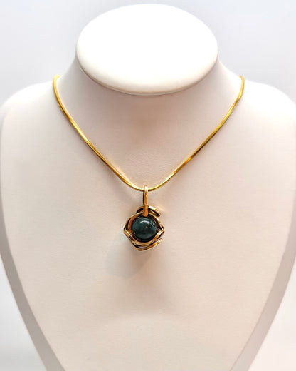 Pingente de esfera de jade azul