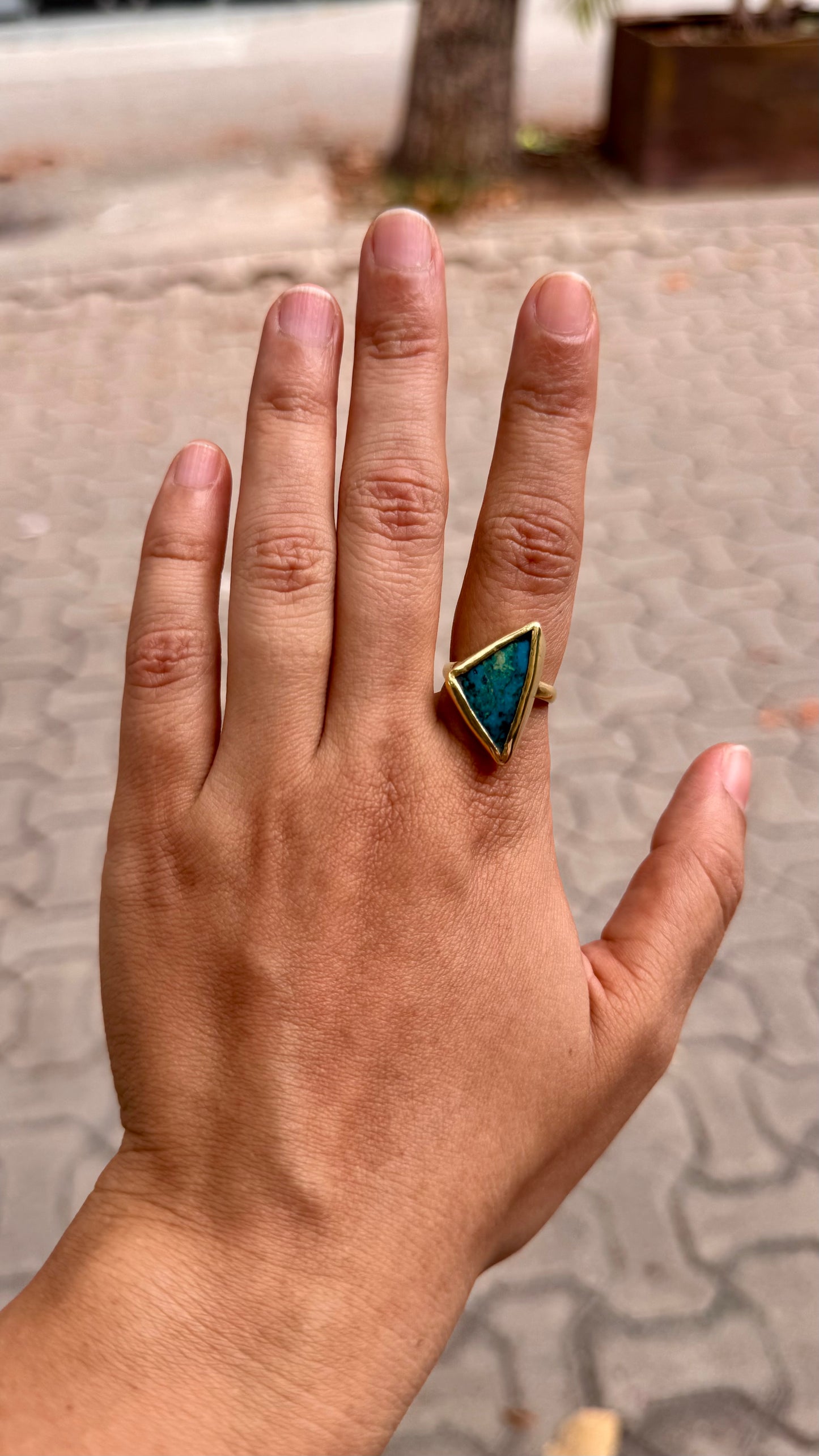 Anillo de Crisocola de Sonora en latón.