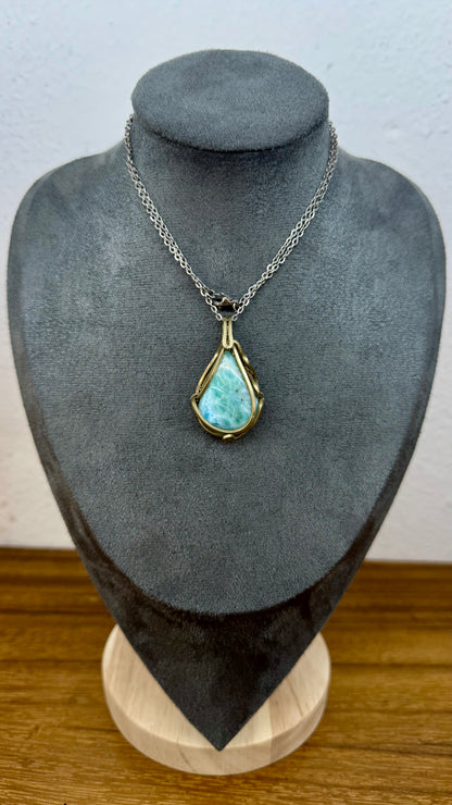 Larimar 水滴形吊坠