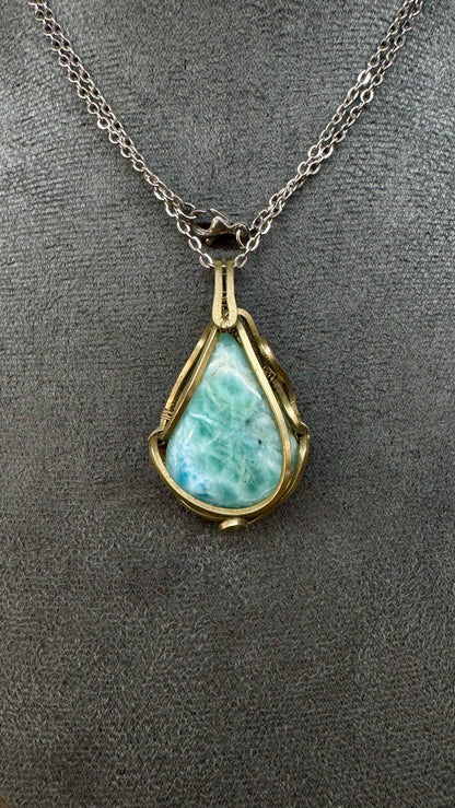 Larimar 水滴形吊坠