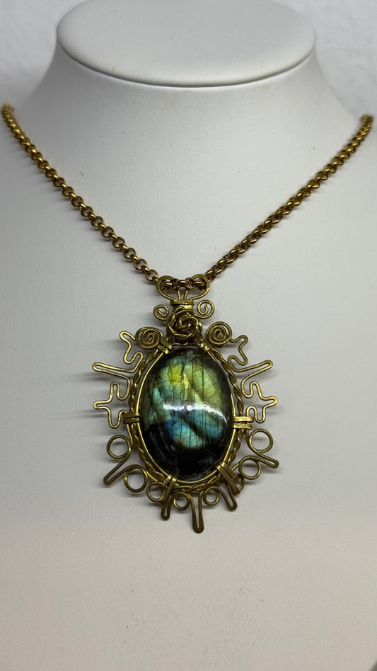 Colgante de Labradorita azul-verde