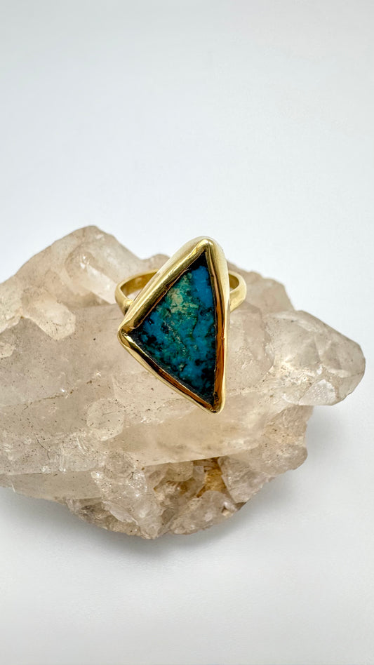 Anillo de Crisocola de Sonora en latón.