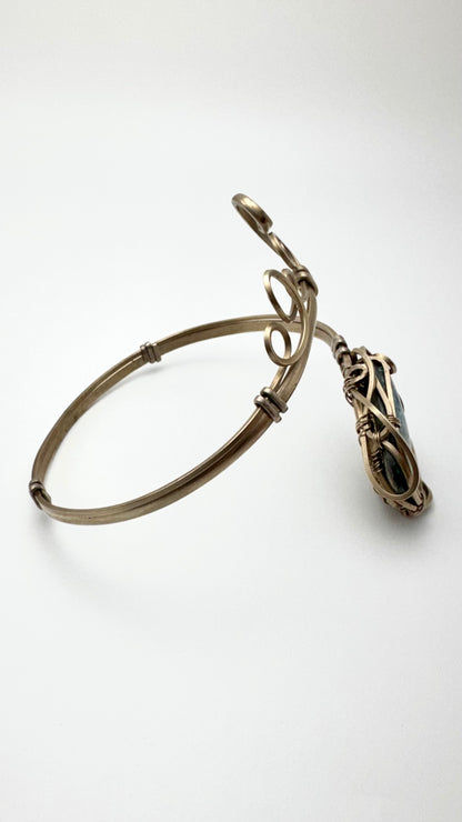 Bracelete de braço de crisocola em alpaca
