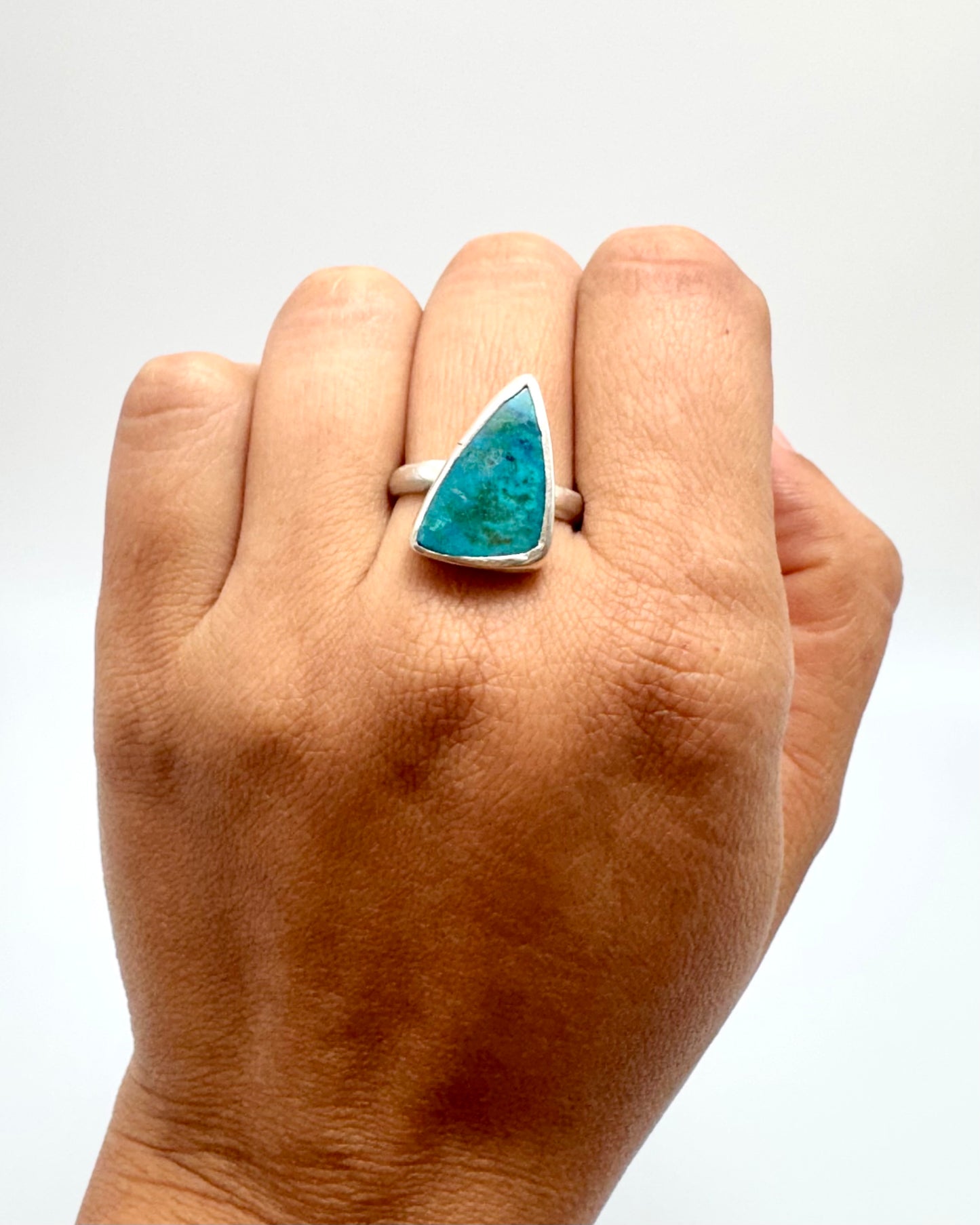 Sonoran Chrysocolla. 950 silver ring
