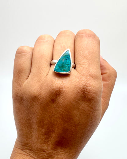 Chrysokoll aus Sonora. 950er Silberring