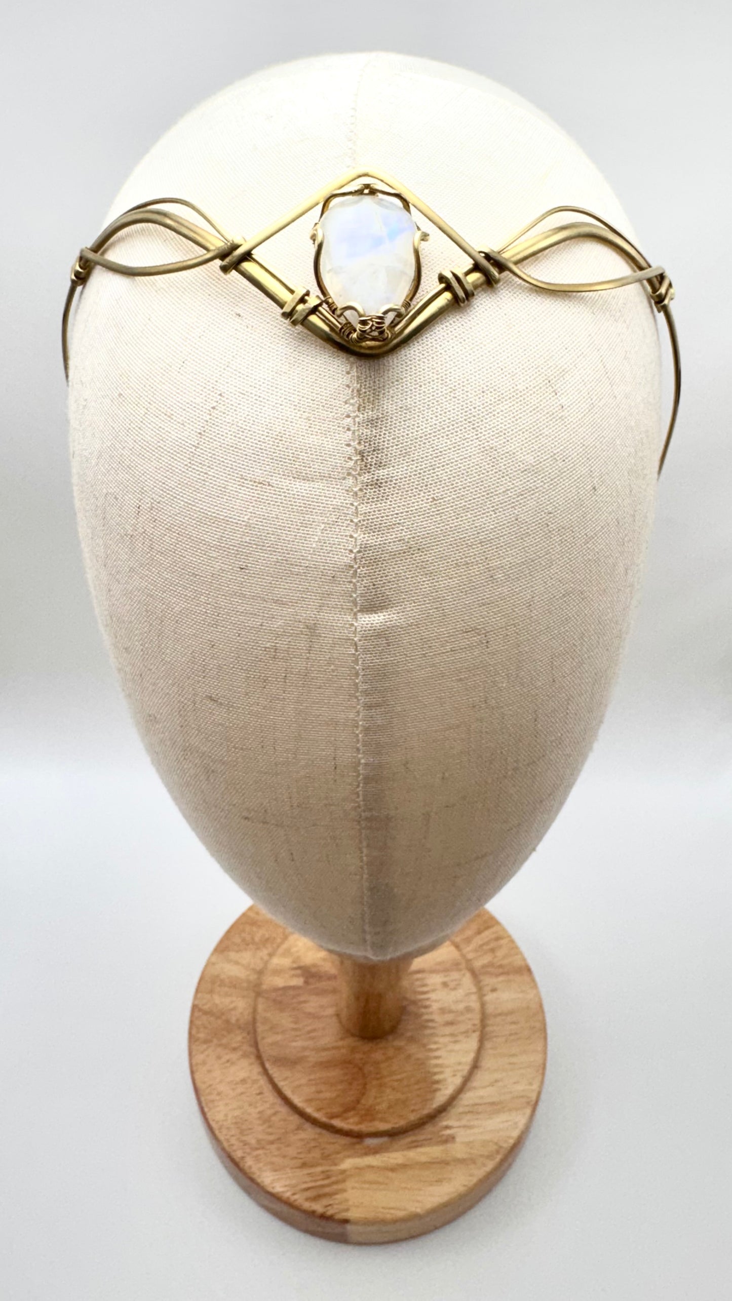 Moonstone tiara in brass