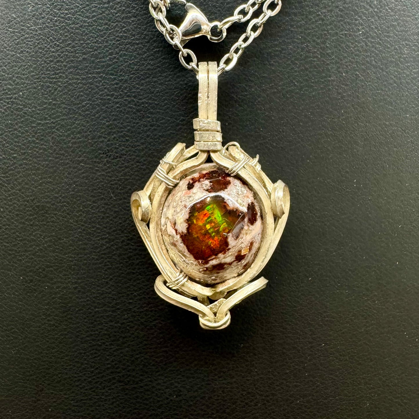 Ópalo de Fuego en Plata 950