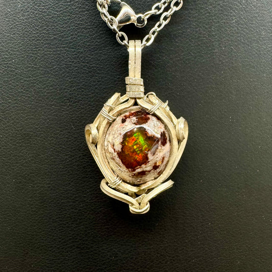 Ópalo de Fuego en Plata 950