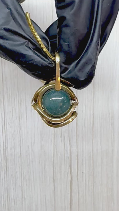Pingente de esfera de jade azul
