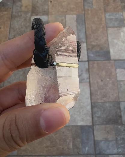 古朴莱姆里安石英皮革项链